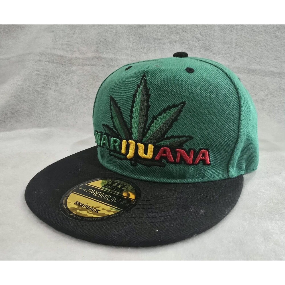 Marijuana Snapback YTT Greenand Black Hat Cap - Embroidery Green, Yellow, Red